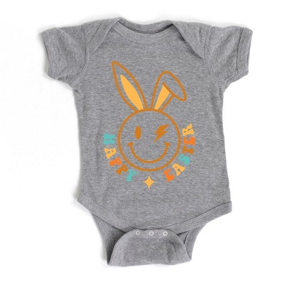 The Juniper Shop Happy Easter Smiley Lightning Bolt Baby Bodysuit