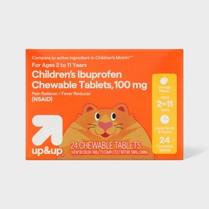 Junior Strength Ibuprofen (NSAID) Pain Reliever & Fever Reducer Chewable Tablets - Orange - 24ct - up&up™ - 1 of 4