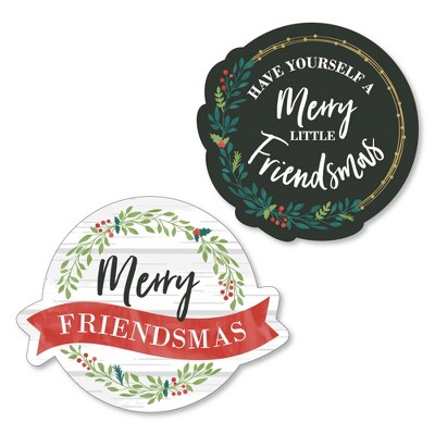 Big Dot of Happiness Rustic Merry Friendsmas - Shaped Friends Christmas Party Cut-Outs - 24 Count