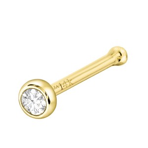 Jewelry Avalanche 22G 14K Gold Bezel-set Moissanite Ball-end Nose Stud - 1 of 4