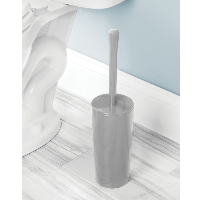mDesign Slim Modern Compact Plastic Toilet Bowl Brush and Holder, 2 of 8