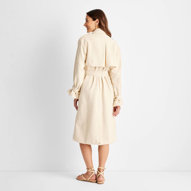 Women's Boucle Frayed Edge Trench Coat - Future Collective™ with Jenny K. Lopez Cream, 2 of 10