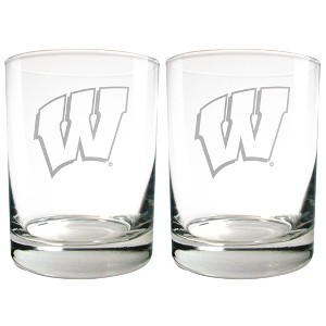 NCAA Wisconsin Badgers Laser Etched Rocks Glass Set - 2pc - 1 of 1
