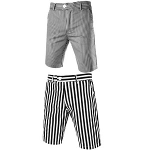 Lars Amadeus Men's Summer Shorts Stripe Slim Fit Flat Front Seersucker Chino Short Pants 2 Pack - 1 of 4
