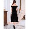 INSPIRE CHIC Women Off Shoulder Velvet High Waist Vintage A-Line Cocktail Evening Dress - 4 of 4