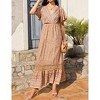 Clearlove Womens Boho Wrap Dresses: Women Summer Maxi Midi Beach Bohemian Floral Dress Short Sleeve V-Neck Casual Size - 2 of 4