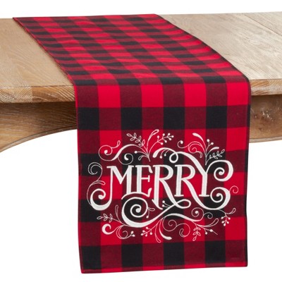 Saro Lifestyle Buffalo Plaid Merry Runner, Red, 14" x 72"