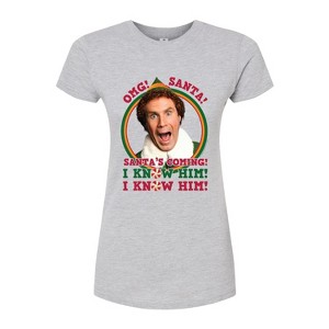 Women's - ELF - Christmas Omg Santa I Know Him Juniors Fitted Graphic T-Shirt - 1 of 3