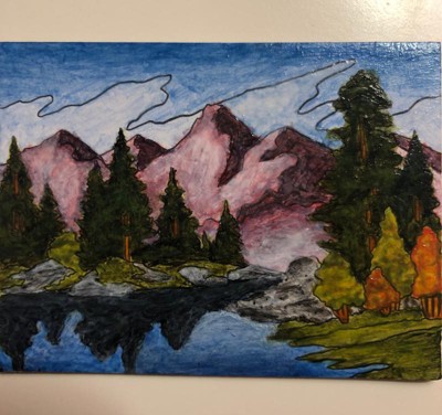 A Bob Ross inspired mini-canvas (4x4), Serene. I even painted the