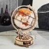 ROBOTIME World Luminous Globe 3D Wooden Puzzle Model-Self Assembled Tellurion Building Toys, Off-White, 8"*6.6"*11.5" - 3 of 4
