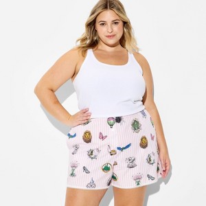Wicked x Katie Kime Women's Iconic Graphic Boxer Shorts - Pink Pinstripe - 1 of 3