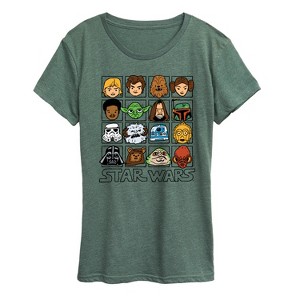 Women's - Star Wars - Yoda and Friends Face Grid Short Sleeve Graphic T-Shirt - 1 of 4