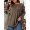 Agnes Orinda Women's Plus Size Long Sleeve Raglan Stripe Color Block Knit Blouses - 2 of 4