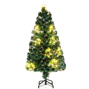Tangkula 4/5/6/7 FT Artificial Xmas Tree w/ 270 Branch Tips 509 Warm White LED Lights - 1 of 4