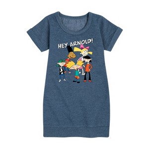 - Hey Arnold! - Group Shot Graphic Short Sleeve Fleece Dress - 1 of 4
