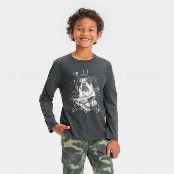Boys' Long Sleeve 'DJ Bulldog' Graphic T-Shirt - Cat & Jack™ Black
