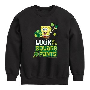 Boys' - SpongeBob Squarepants - Luck Of The Square Pants Graphic Long Sleeve Fleece Sweatshirt - 1 of 4