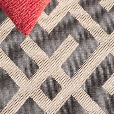 Courtyard Grey and Bone Rectangular Synthetic Area Rug