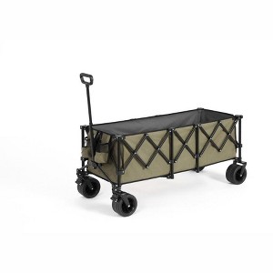 CAVINAS Foldable Extended Wagon Cart,Shopping Cart with Big All-Terrain Beach Wheels & Drink Holders,Wagon for Camping,Shopping - 1 of 4