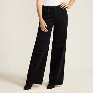 Lands' End Women's Corduroy High Rise Wide Leg Top Stitch Trousers - 1 of 4