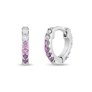 Girl's Double Sided Prong CZ Hoop Sterling Silver Earrings - In Season Jewelry - 1 of 4
