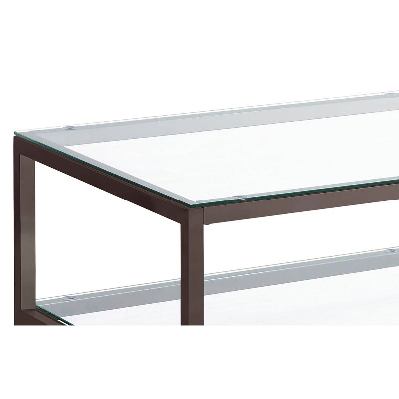 Trini Coffee Table with Glass Top and Shelf Black Nickel - Coaster, 4 of 5