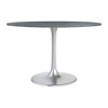 HomeRoots 48" Gray and Silver Marble and Aluminum Pedestal Base Round Top Dining Table - 4 of 4