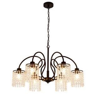 LLHZSY Farmhouse Black Chandeliers 6-Lights Crystal Pendant Light Fixture for Dining Room Foyer - W 30 3/10" - 1 of 4