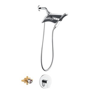 BRIGHT SHOWERS Dual Shower Head System with Handheld and Rain Shower, Faucet Set with Valve, Trim Kit & 79-Inch Stainless Hose, Chrome - 1 of 4