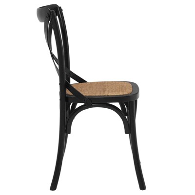 Rustic Charm Black Elm Wood Cross Back Side Chair