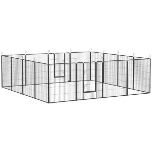 PawHut Dog Playpen 16 Panel 40 Inch Height for Small Medium and Large Dogs, Dog Fence with Lockable Door for Indoor/Outdoor Use, DIY Shape Pet Playpen - 1 of 4