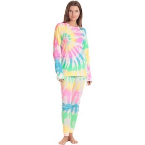 Just Love Women's Tie Dye Two Piece Thermal Pajama Set - Waffle PJ Set - 1 of 3