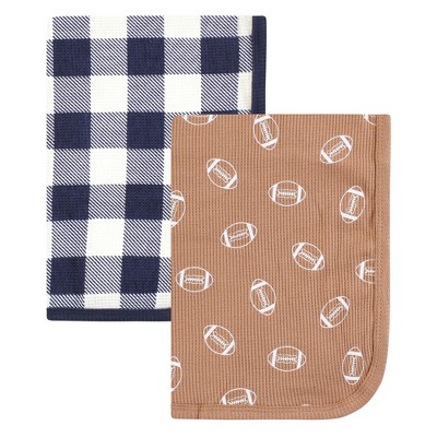 Image of Hudson Baby Infant Boy Thermal Receiving Blanket 2pk, Football, One Size