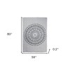 HomeRoots 80" X 56" Black And White Mandala Cotton Hanging Tapestry - 3 of 4
