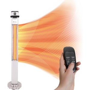 SereneLife 900W Electric Patio Heater - Floor Standing - 3 Power Settings - Remote Control - Waterproof Design - 1 of 4