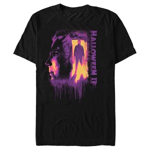 Men's Halloween II Michael Myers Standing Door Sequel Neon T-Shirt - 1 of 4