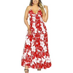 LA LEELA Women's House Daily Routine Evening Wear Boho A line Maxi Smocked Top Dress Long Strapless Tube Dresses for Women - 1 of 4