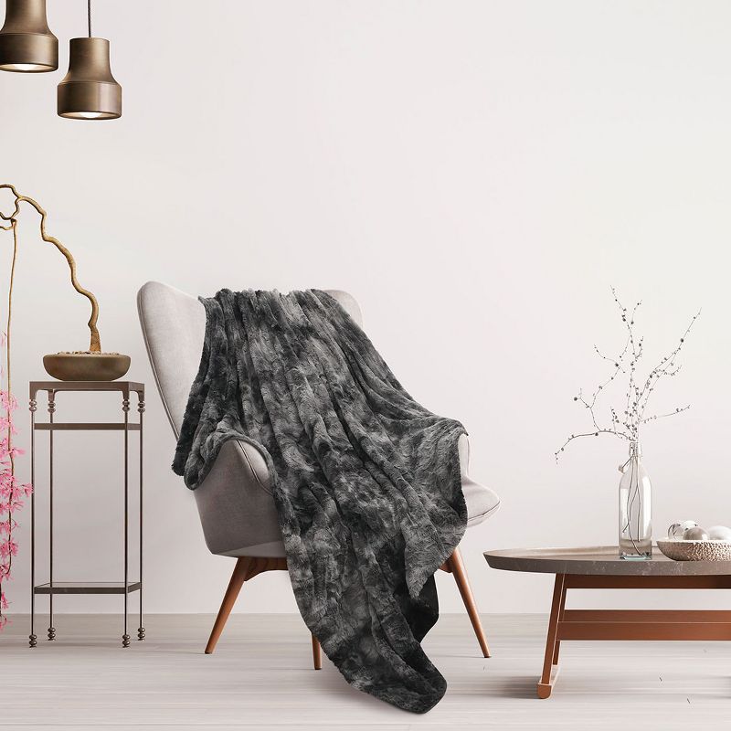 PiccoCasa Faux Fur Tie-dye Shaggy Sofa Couch Bed Lightweight Fleece Blankets, 2 of 6