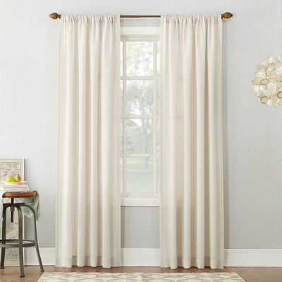 Linen Blend Textured Sheer Rod Pocket Curtain Panel Ivory 54"x84" - No ...