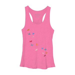 Women's Design By Humans Flying Paper Cranes Birds By Magnussons Racerback Tank Top - 1 of 3