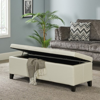 NicBex 51.25" Storage Ottoman with Glove Compartment,PU Foot Stool with Hidden Storage,Multi-Functional Ottoman Bench for Living Room,Bedroom