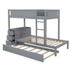 Merax Modern Twin-Over-Twin Bunk Bed with Built-In Desk, Trundle, Storage Drawers, and USB Ports - 2 of 4