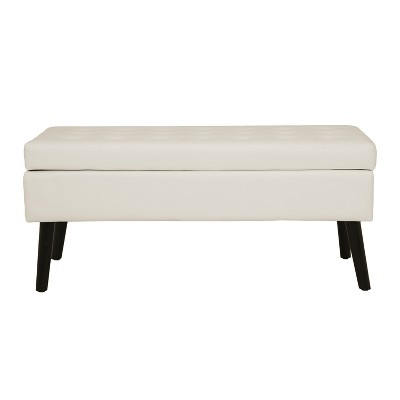 TiramisuBest 43.3" Brown PU Leather Storage Bench Ottoman for Bedroom, Entryway & Foot of Bed