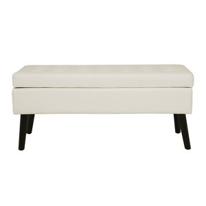 TiramisuBest 43.3" Brown PU Leather Storage Bench Ottoman for Bedroom, Entryway & Foot of Bed - 1 of 4