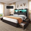 AMERLIFE LED Bed with 4 Storage Drawers, Bookcase Headboard and Charging Station - 2 of 4