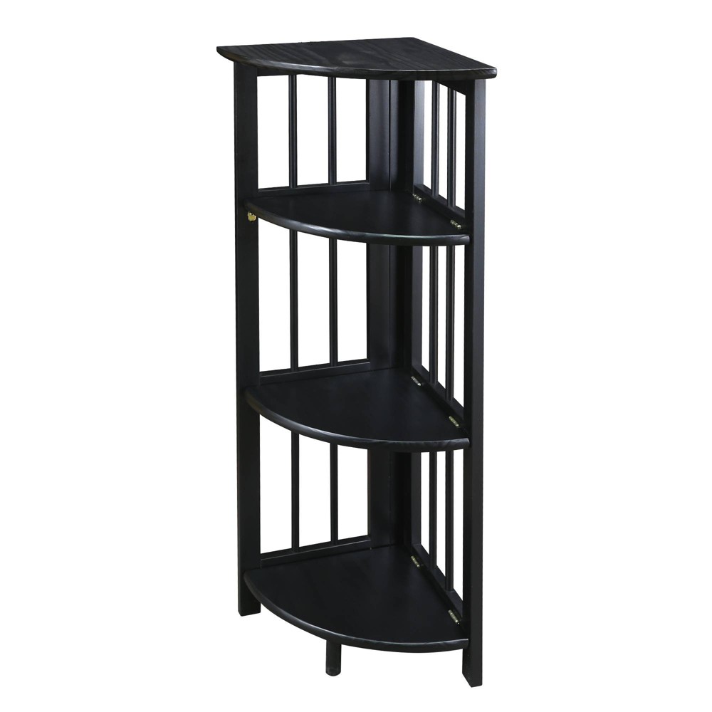 Photos - Wall Shelf 38.75" 4 Shelf Corner Folding Bookcase Black - Flora Home