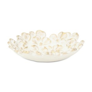 Cheung's Khilov Flower White & Gold Round Cast Iron Dish - 1 of 4