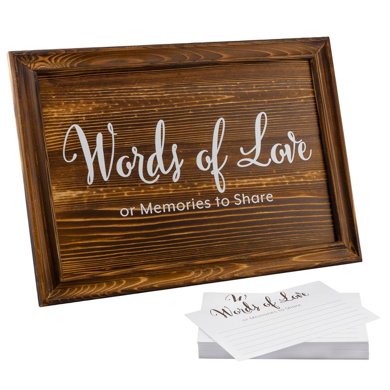 Darware Wedding Guest Book Alternative Sign w/ Note Cards; Wood Words of Love for Receptions, Showers, Bereavement and Graduation, 1 of 9