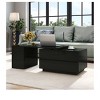 Convertible Wooden Extandable LED Coffee Table with 4 Storage Drawers & Open Shelves For Living Room Black - 3 of 4