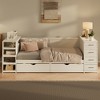 KIGFTSOD White Wooden Twin Size Daybed with Side Shelves & Drawers, Storage Bed with Multi-Functional Desk and Charging Station - 2 of 4